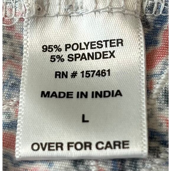 CATHY 3/4 SLEEVE ROUND NECK BLOUSE, WOMENS, L, PINK, BLUE, WHITE GEOMETRIC - Picture 11 of 12